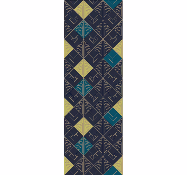 Store enrouleur vintage motif art déco gris et bleu clair - TenStickers