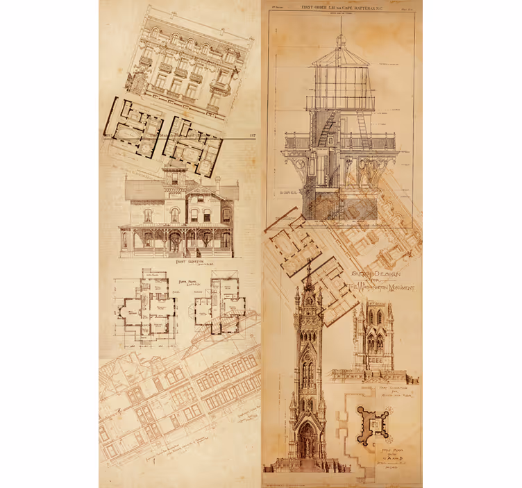 Store enrouleur vintage papier peint perle architecturale - TenStickers