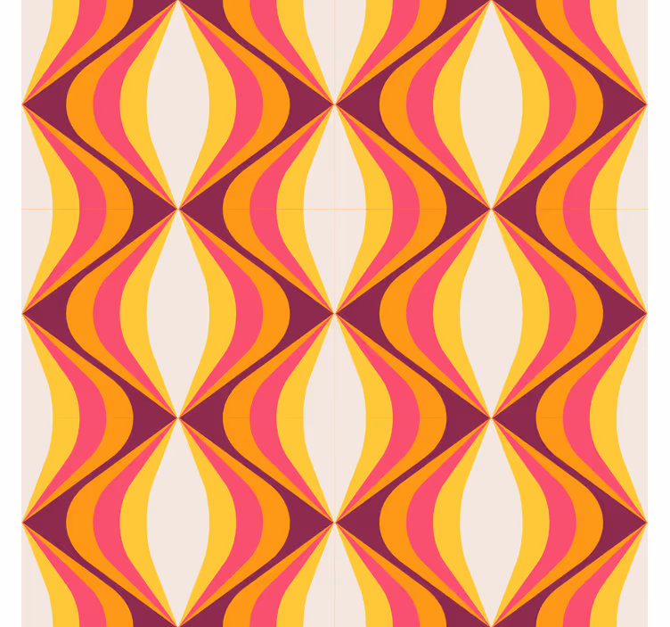 Store enrouleur vintage vague orange rétro - TenStickers