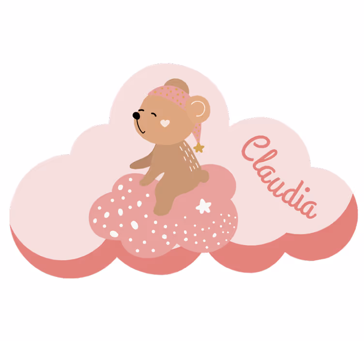 Store enrouleur rose tapis en vinyle ours rose nordique - TenStickers