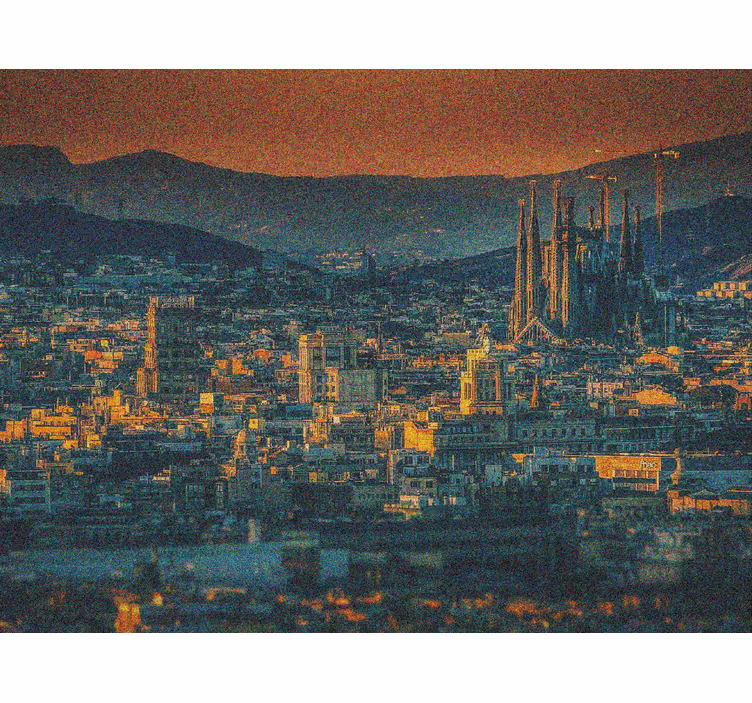 Store enrouleur salon barcelone vue du ciel nuit - TenStickers