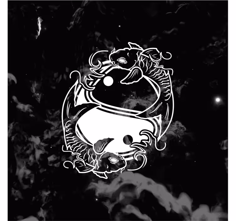 Store enrouleur salon poisson Équilibre yin yang - TenStickers