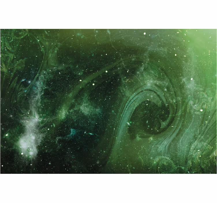 Store enrouleur salon vue spatiale en vert - TenStickers