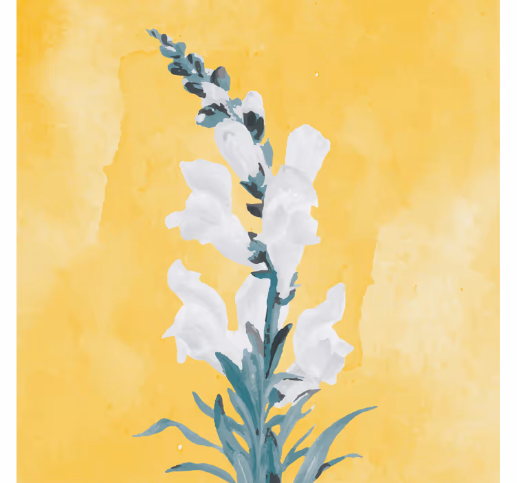 Store enrouleur salon fleurs blanches fond jaune - TenStickers