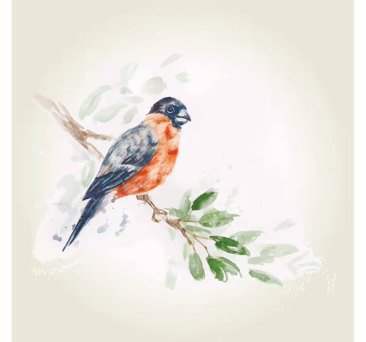 Store enrouleur salon peinture pastel oiseau branche - TenStickers