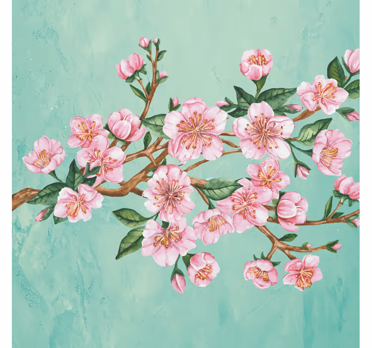 Store enrouleur salon branche artistique fleurs roses - TenStickers