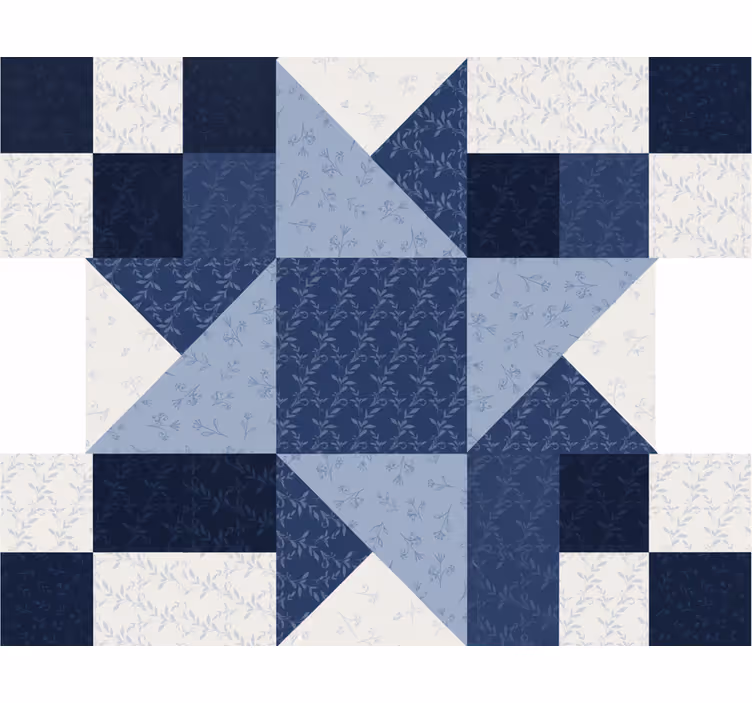 Store enrouleur salon design triangle étoile bleu patchwork - TenStickers