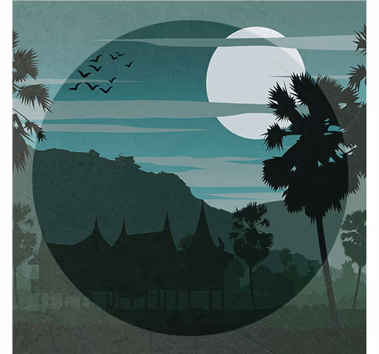 Store enrouleur salon vue paysage oriental - TenStickers