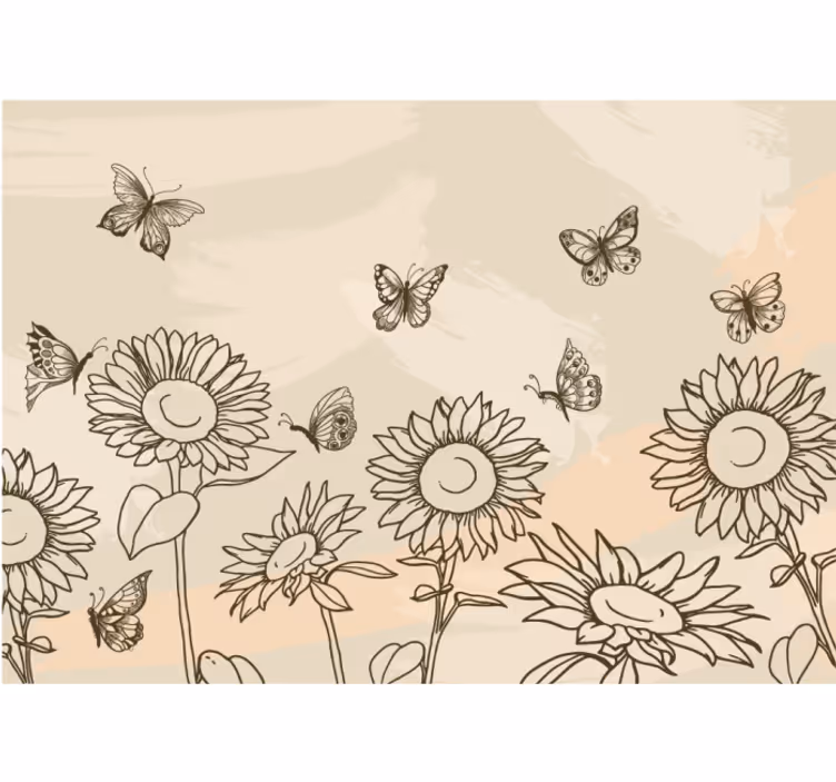 Store enrouleur beige fleurs et papillons beiges - TenStickers