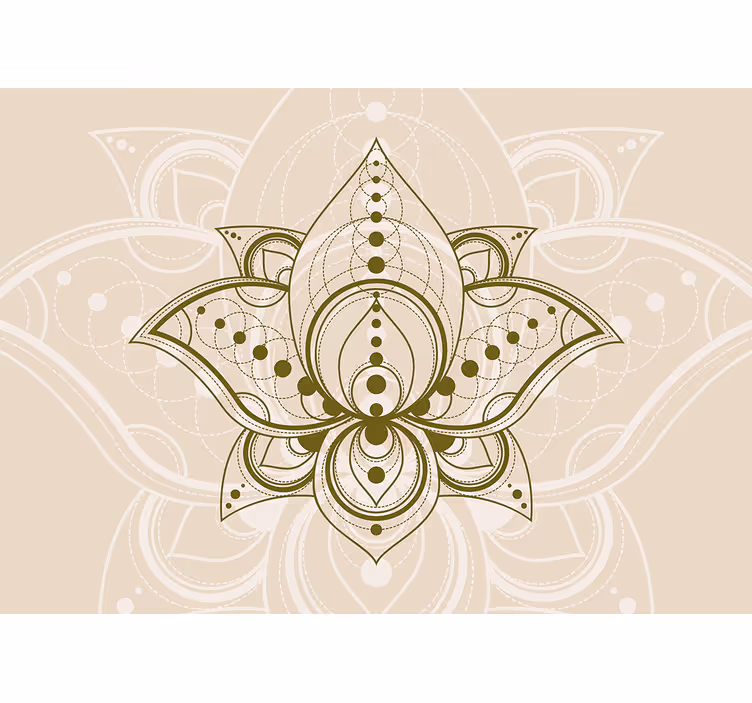 Store enrouleur beige motif fleur de lotus doré - TenStickers