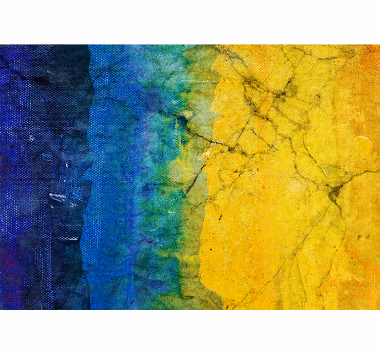 Store enrouleur chambre peinture abstraite bleue et jaune - TenStickers