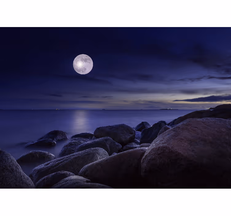 Store enrouleur chambre paysage original au clair de lune - TenStickers