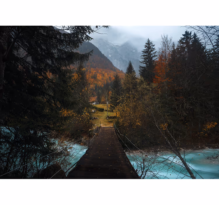 Store enrouleur chambre pont dans la forêt - TenStickers