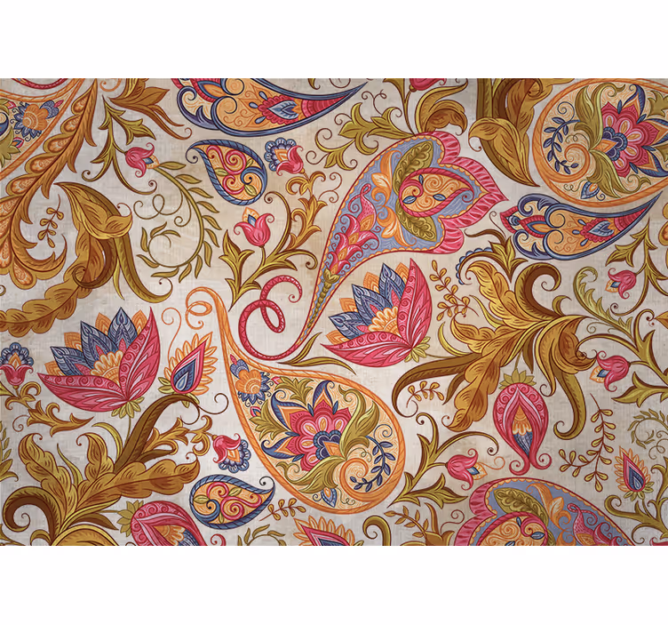Store enrouleur chambre fleurs ethniques sur fond beige - TenStickers