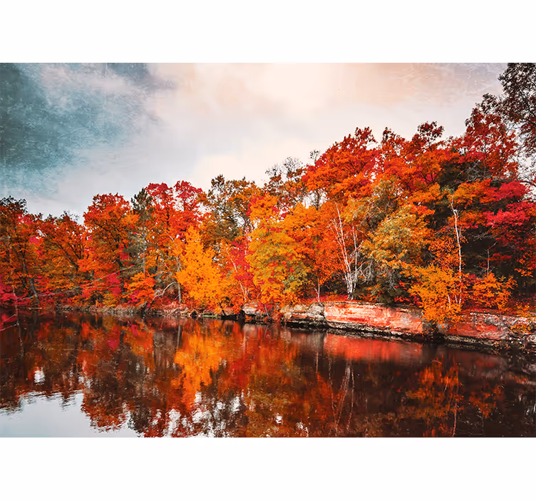 Store enrouleur chambre reflet de forêt automnale - TenStickers