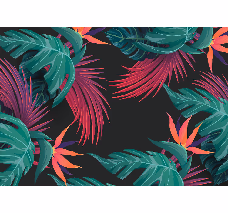 Store enrouleur chambre feuilles tropicales turquoise - TenStickers