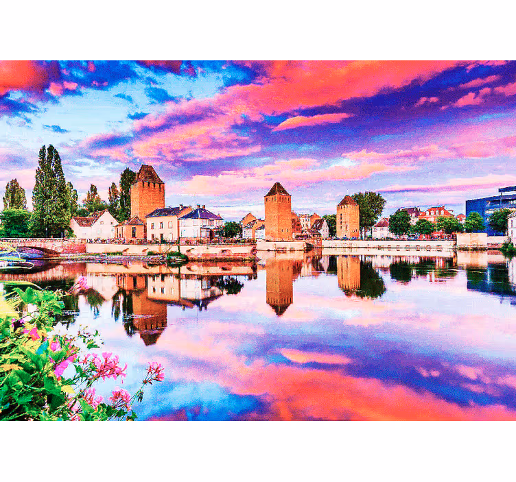 Store enrouleur chambre ciel rose reflété dans l'eau - TenStickers