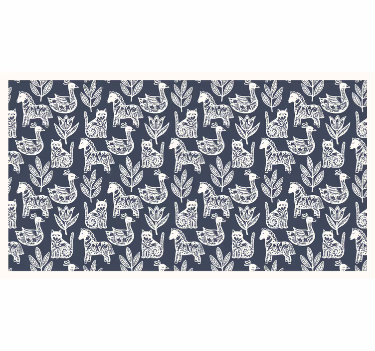 Store enrouleur gris motif chevaux folkloriques - TenStickers