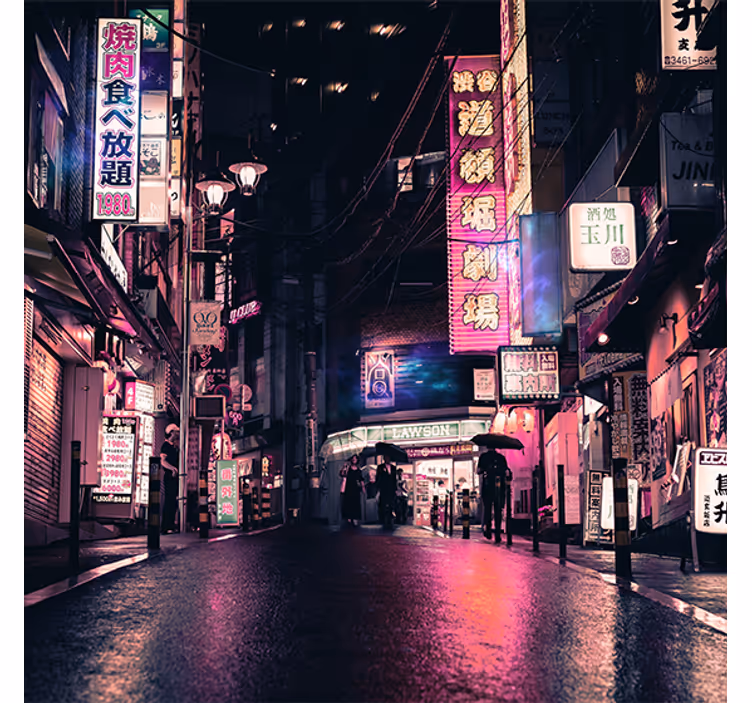 Store enrouleur salon paysage urbain noir coucher de soleil - TenStickers