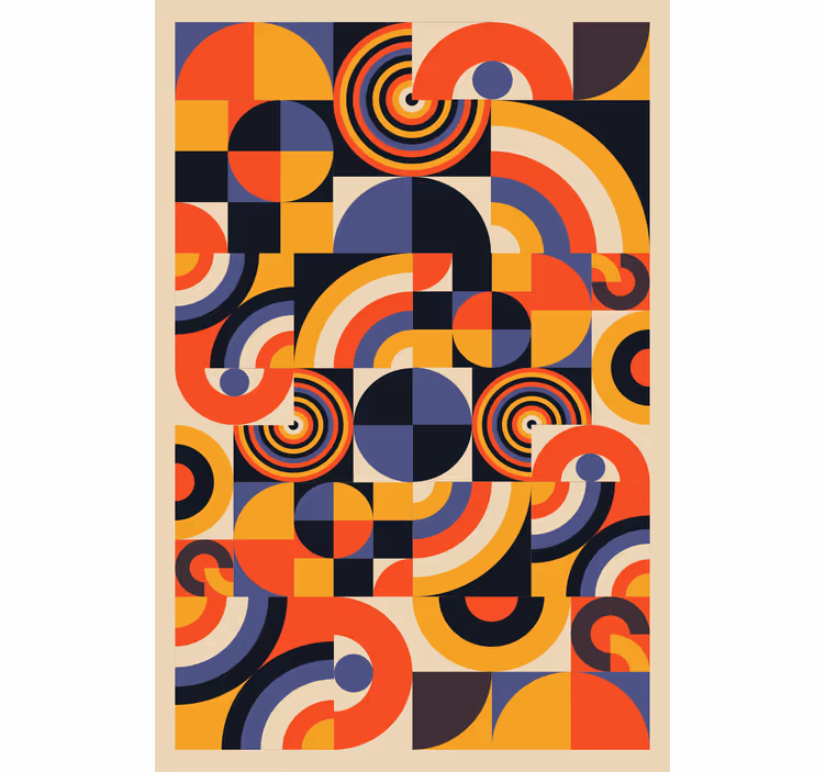 Store enrouleur salon cercles bauhaus colorés - TenStickers