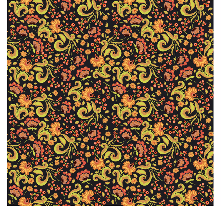 Store enrouleur chambre style russe fleuri jaune et rouge - TenStickers