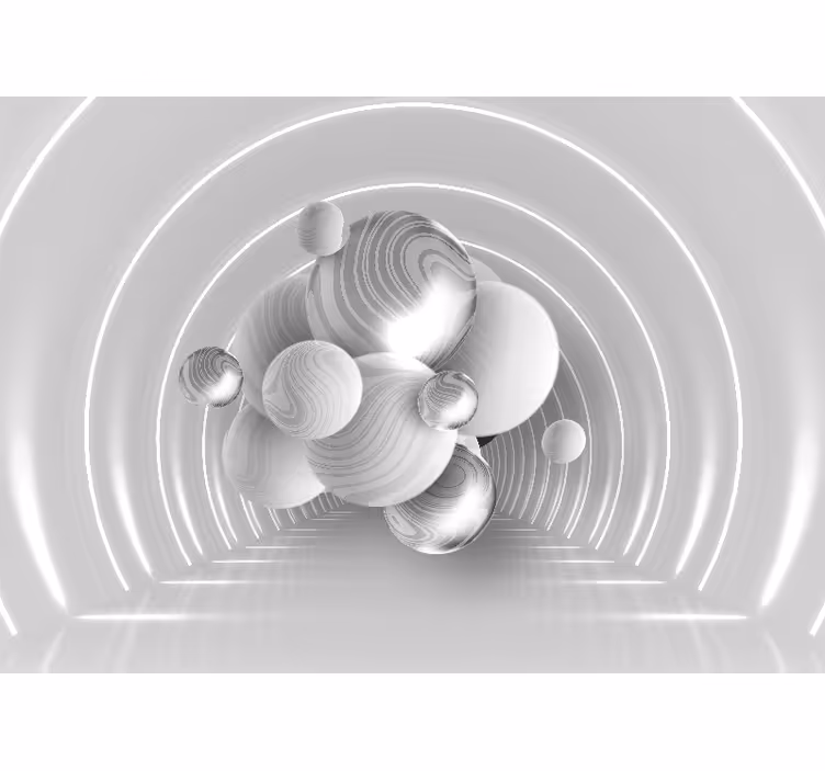 Store enrouleur blanc boules blanches sur un tunnel - TenStickers