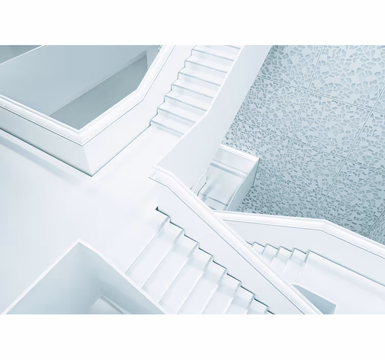 Store enrouleur blanc mur 3d effet escalier - TenStickers