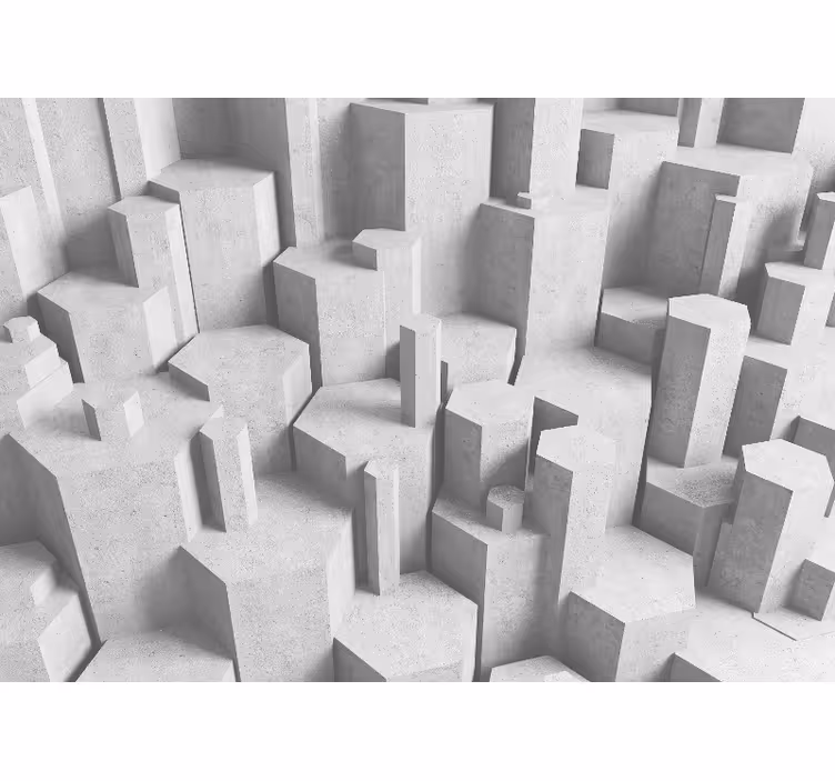 Store enrouleur blanc formes géométriques 3d béton - TenStickers