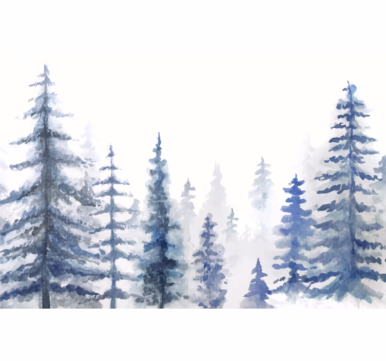 Store enrouleur blanc papier peint forêt brumeuse - TenStickers