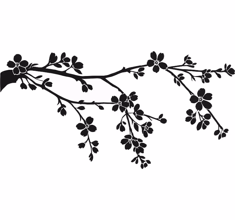 Store enrouleur blanc branche d'arbre noire - TenStickers