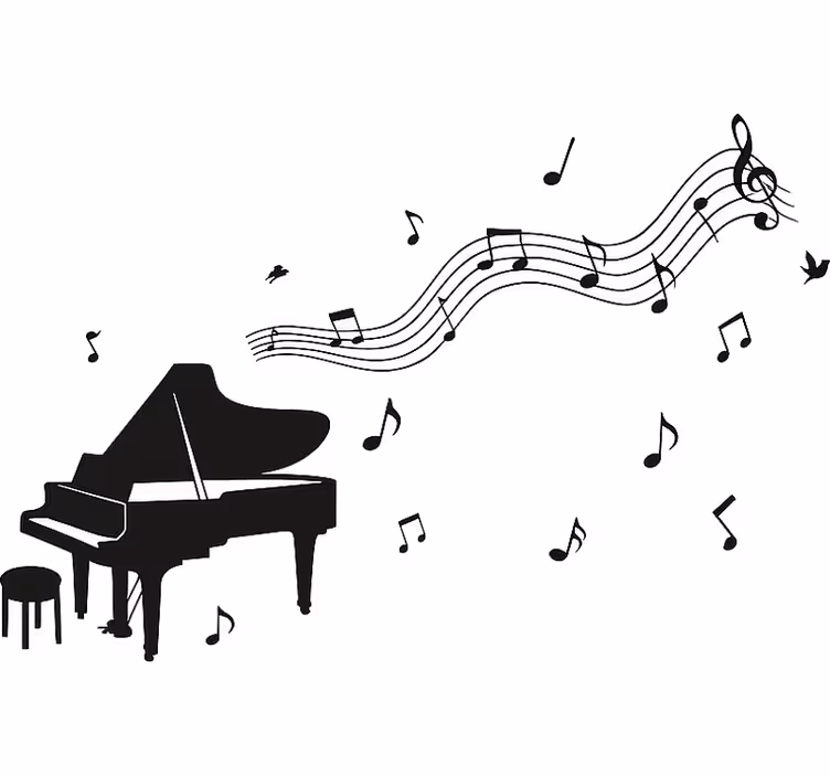 Store enrouleur blanc piano avec notes de musique - TenStickers