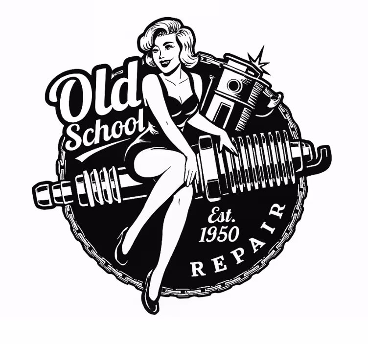 Store enrouleur salon pin-up garage vintage - TenStickers