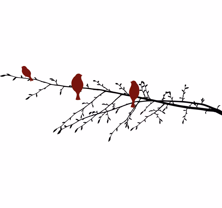 Store enrouleur chambre oiseaux rouges sur branche - TenStickers