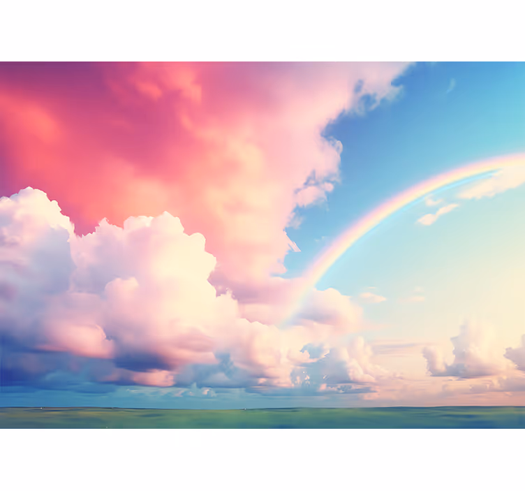 Store enrouleur chambre enfant ciel nuageux arc-en-ciel - TenStickers