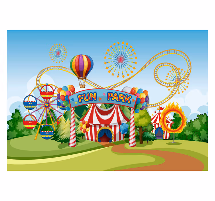 Store enrouleur chambre enfant parc d'attractions coloré - TenStickers