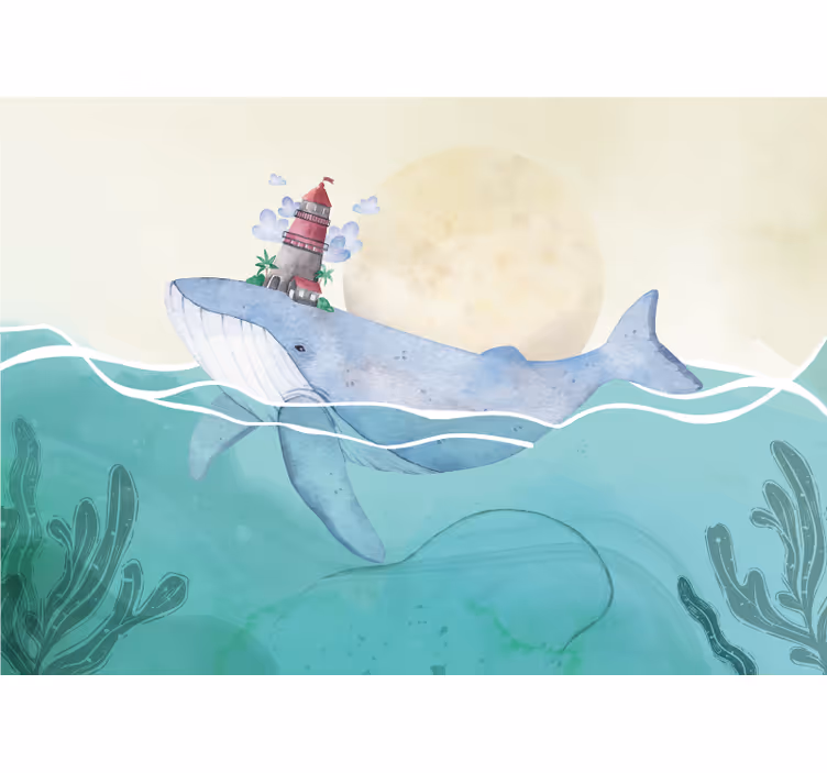 Store enrouleur chambre enfant baleines scandinaves - TenStickers
