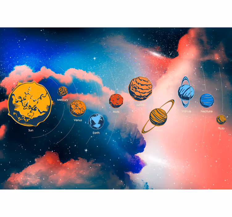Store enrouleur chambre enfant système solaire noms planètes - TenStickers