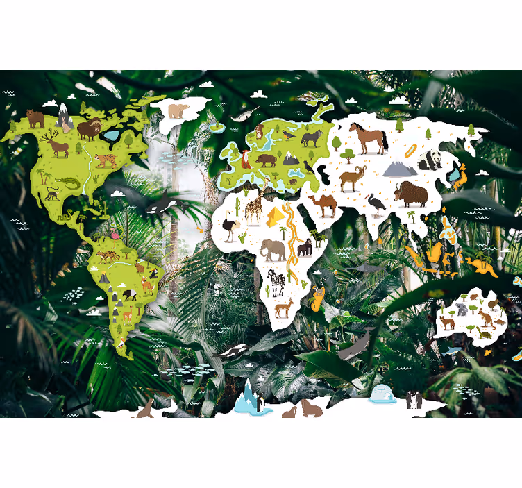 Store enrouleur chambre enfant carte du monde safari - TenStickers