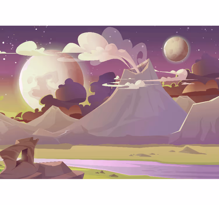 Store enrouleur chambre enfant planète alien volcan - TenStickers