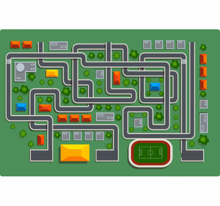 Store enrouleur chambre enfant tapis de jeu rues - TenStickers