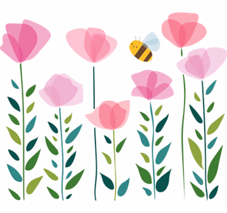 Store enrouleur chambre enfant fleurs roses et abeille - TenStickers