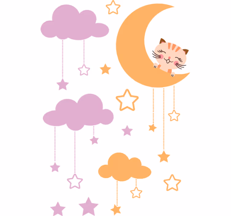 Store enrouleur chambre enfant sticker enfant lune chat - TenStickers