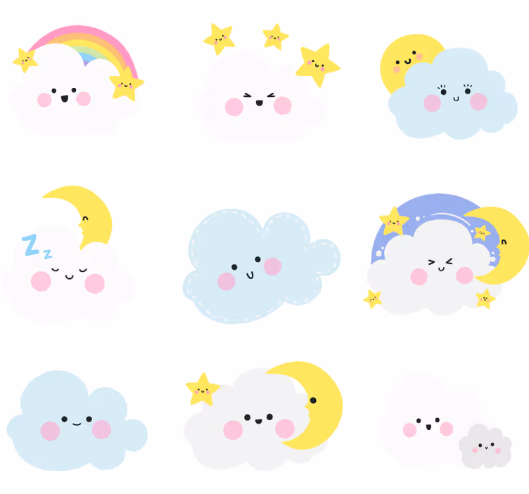 Store enrouleur chambre enfant nuages blancs et bleus - TenStickers