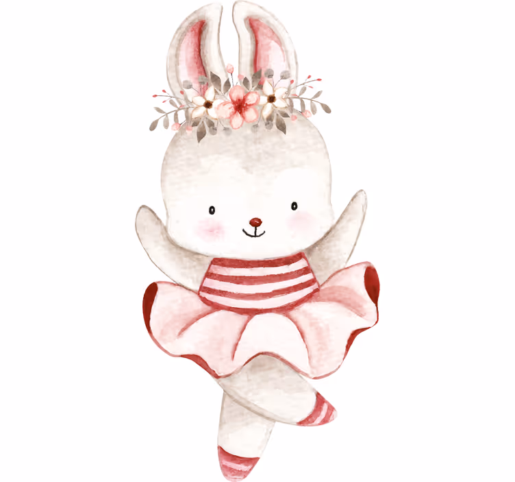 Store enrouleur chambre enfant danseuse lapin en roses - TenStickers
