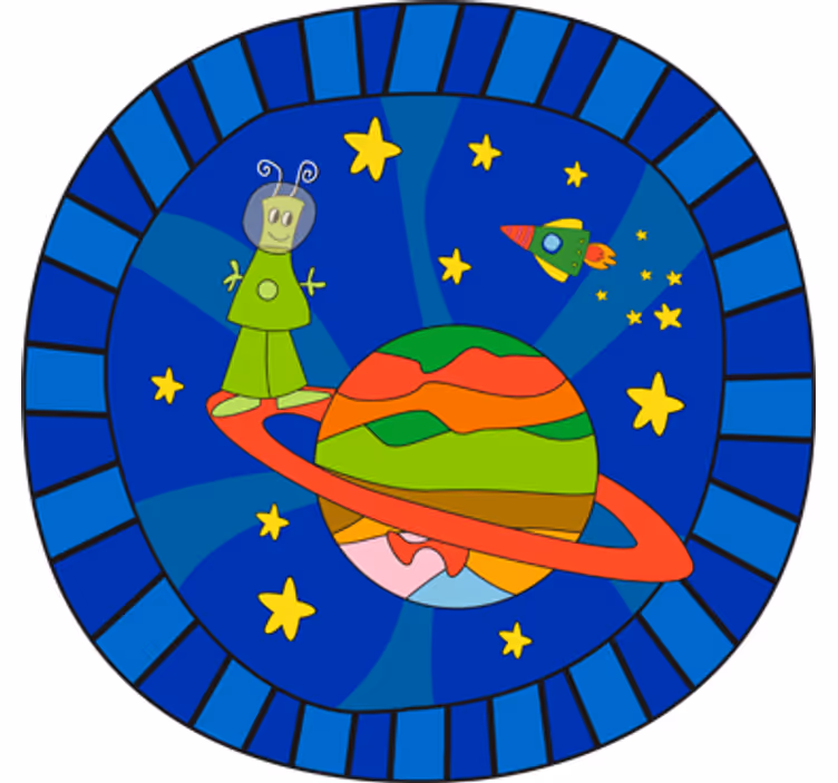 Store enrouleur chambre enfant motif extraterrestre vert - TenStickers