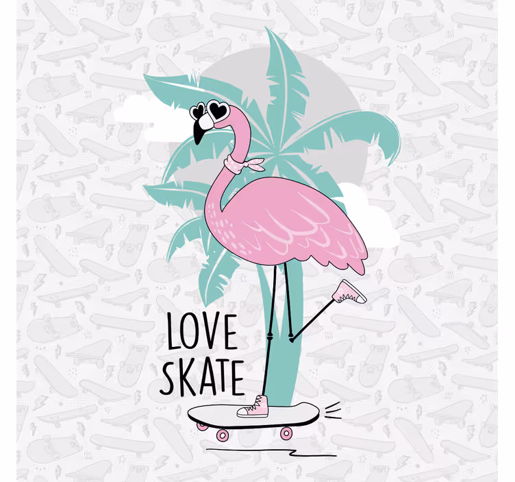Store enrouleur chambre enfant flamant rose patinant - TenStickers
