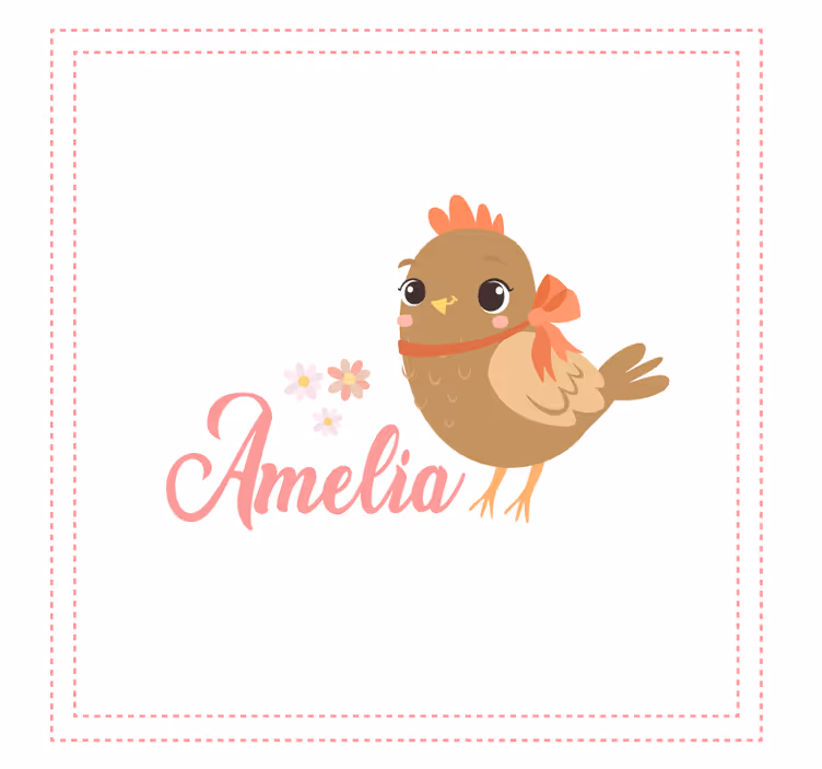 Store enrouleur chambre enfant poussin avec ruban et nom - TenStickers