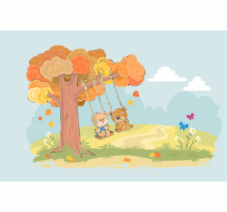 Store enrouleur chambre enfant ours en peluche bois - TenStickers