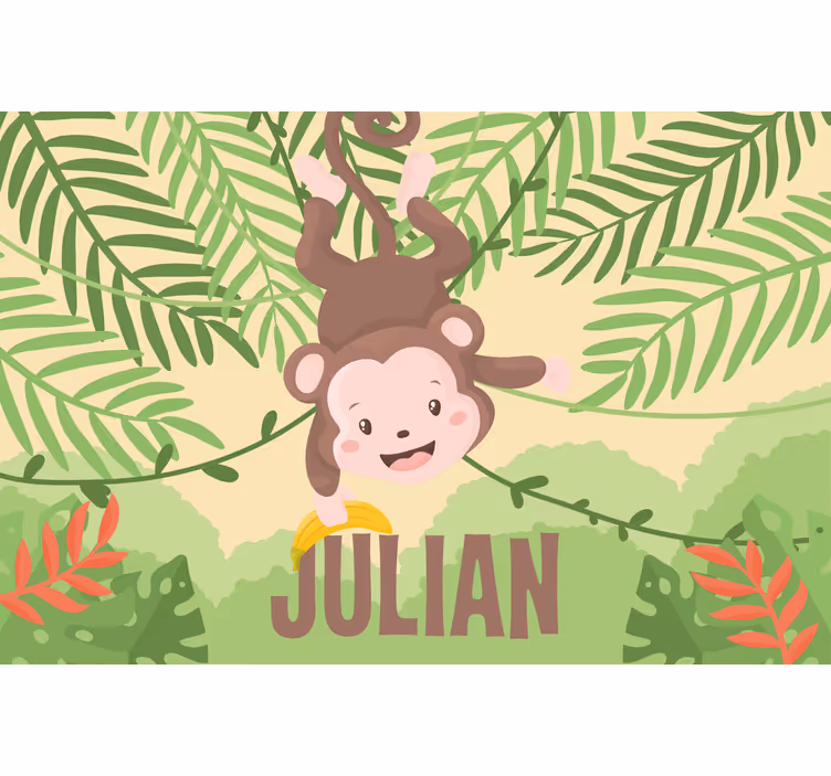 Store enrouleur chambre enfant singe mignon suspendu - TenStickers