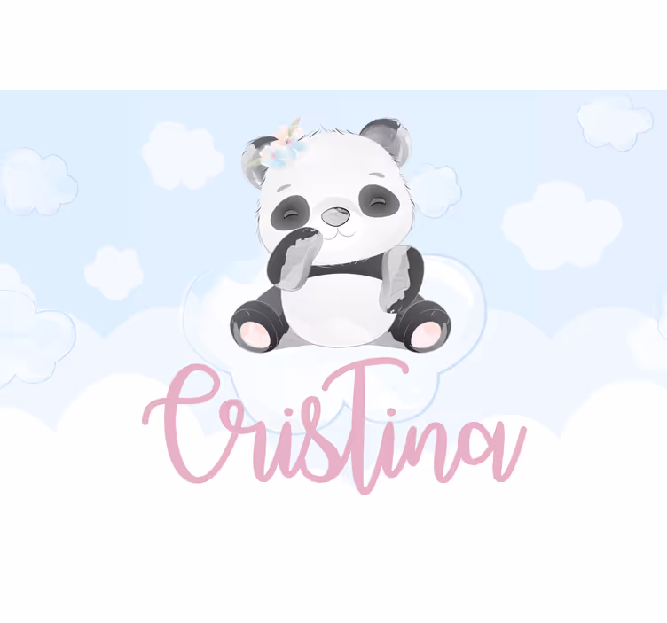Store enrouleur chambre enfant panda mignon avec prénom - TenStickers